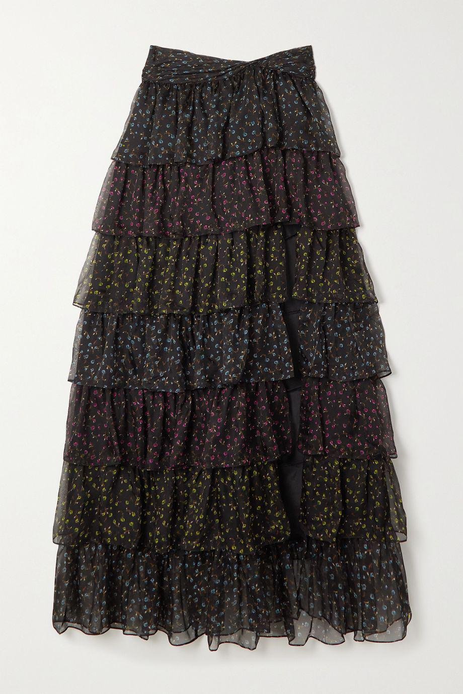 Patina tiered floral-print silk-chiffon maxi skirt by CAROLINE CONSTAS
