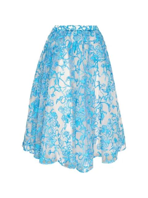 floral-embroidered tulle skirt by CAROLINE HU