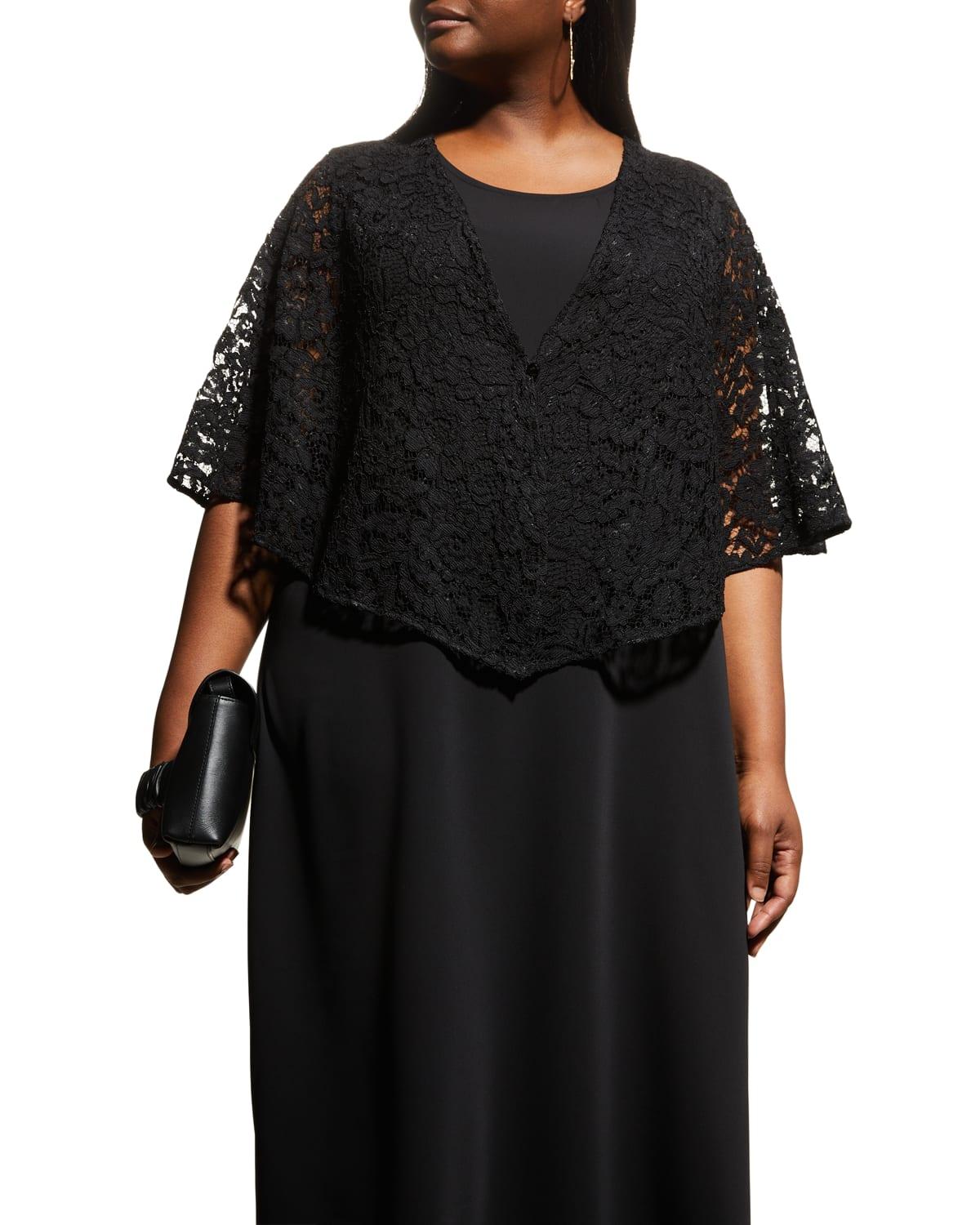 Plus Size Flora Lace Convertible Shrug by CAROLINE ROSE PLUS Plus Size Flora Lace Convertible Shrug by CAROLINE ROSE PLUS