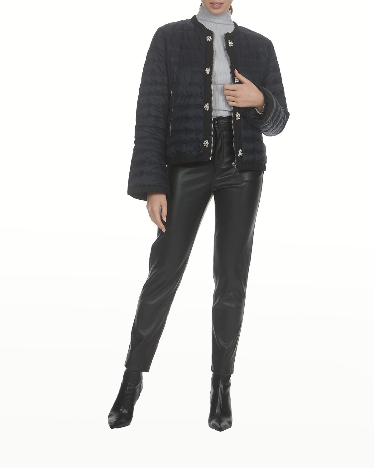 Crystal Embellished Flare-Sleeve Quilted Jacket by CAROLYN ROWAN FOR GORSKI