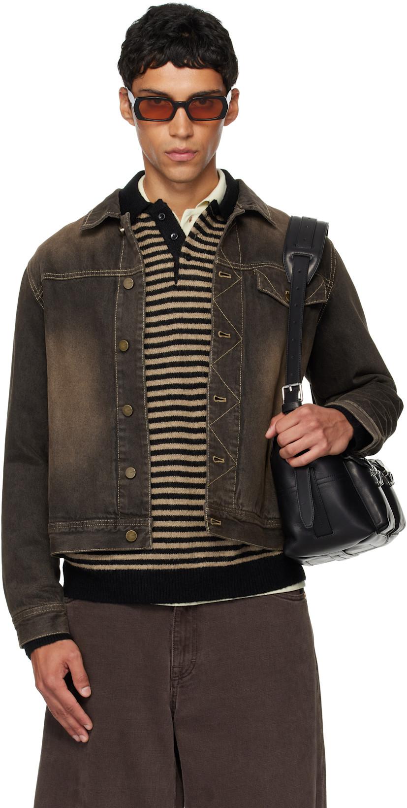 Brown Overdyed Arch Denim Jacket by CARTER YOUNG