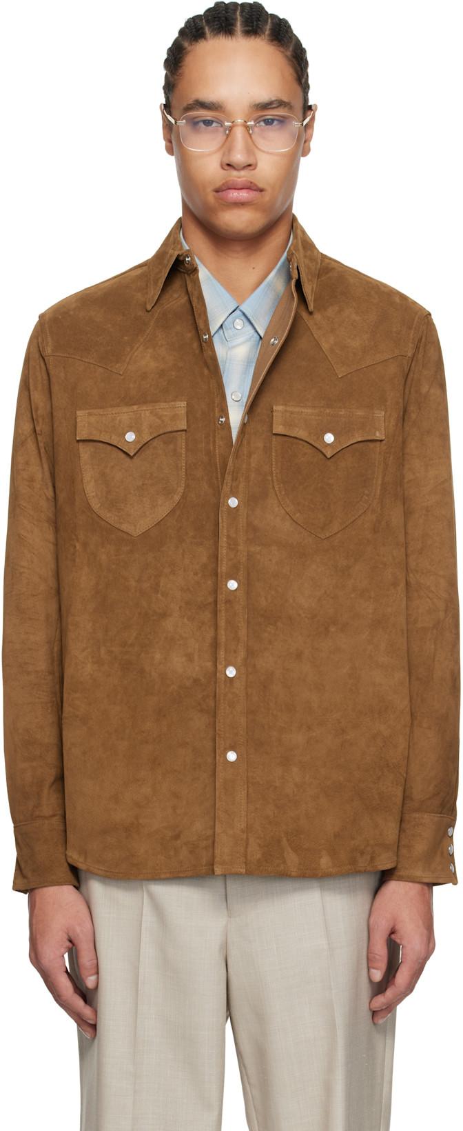 Brown Western Suede Shirt by CARTER YOUNG