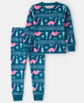 Girls' Toddler 2T-5T Dinosaur Print Snug Fit Long-Sleeve Top and Pants, 2-Piece Pajama Set by CARTER'S