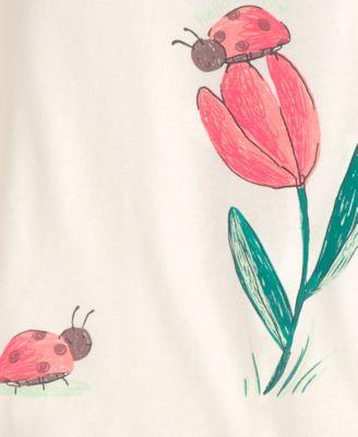 Girls' Toddler 2T-5T Ladybug Floral Top and Pajama Pants, 4-Piece Set by CARTER'S
