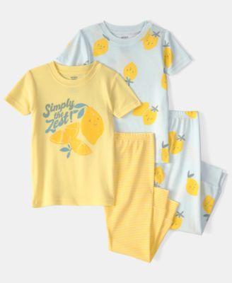 Girls' Toddler 2T-5T Lemon Print Top and Pajama Pants, 4-Piece Set by CARTER'S