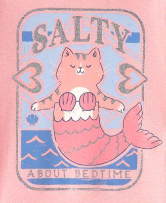 Girls' Toddler 2T-5T Mermaid Cat Print Top and Pajama Pants, 4-Piece Set by CARTER'S