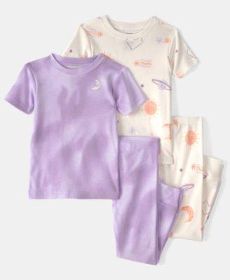 Girls' Toddler 2T-5T Space Constellation Tie-Dye Top and Pajama Pants, 4-Piece Set by CARTER'S