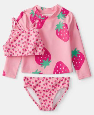 Girls' Toddler 2T-5T Strawberry Rashguard, Swim Top & Swim Bottoms, 3-Piece Set by CARTER'S Girls' Toddler 2T-5T Strawberry Rashguard, Swim Top & Swim Bottoms, 3-Piece Set by CARTER'S