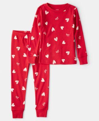 Girls' Toddler 2T-5T Valentine's Day Heart Long-Sleeve Top and Pants, 2-Piece Pajama Set by CARTER'S