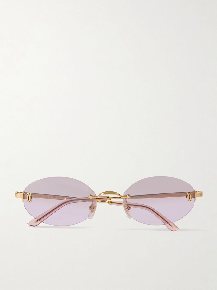 Double C rimless oval-frame gold-tone sunglasses by CARTIER EYEWEAR