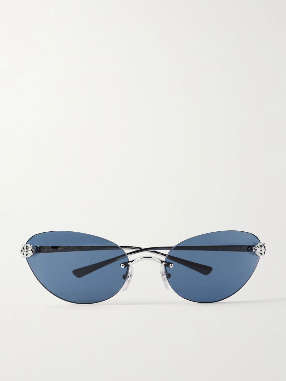 Panthère de Cartier rimless cat-eye silver-tone sunglasses by CARTIER EYEWEAR