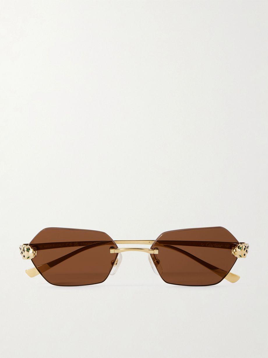 Panthère de Cartier rimless hexagon-frame gold-tone sunglasses by CARTIER EYEWEAR