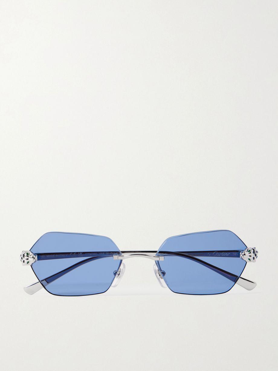 Panthère de Cartier rimless hexagon-frame silver-tone sunglasses by CARTIER EYEWEAR