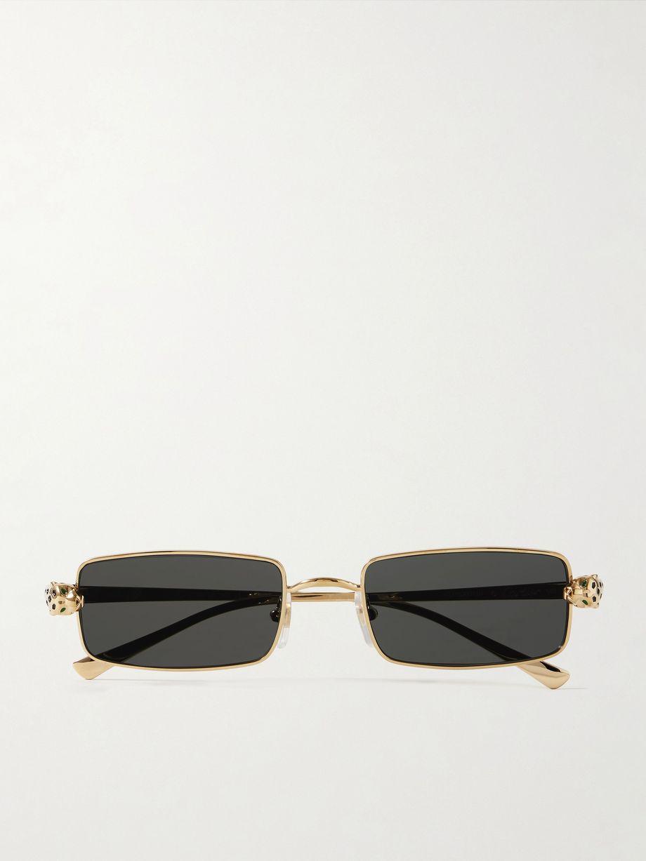 Panthère rectangle-frame crystal-embellished gold-tone sunglasses by CARTIER EYEWEAR