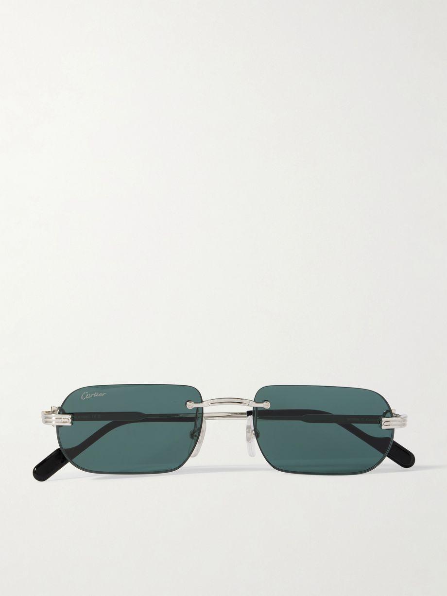 Première de Cartier rimless rectangular-frame silver-tone sunglasses by CARTIER EYEWEAR