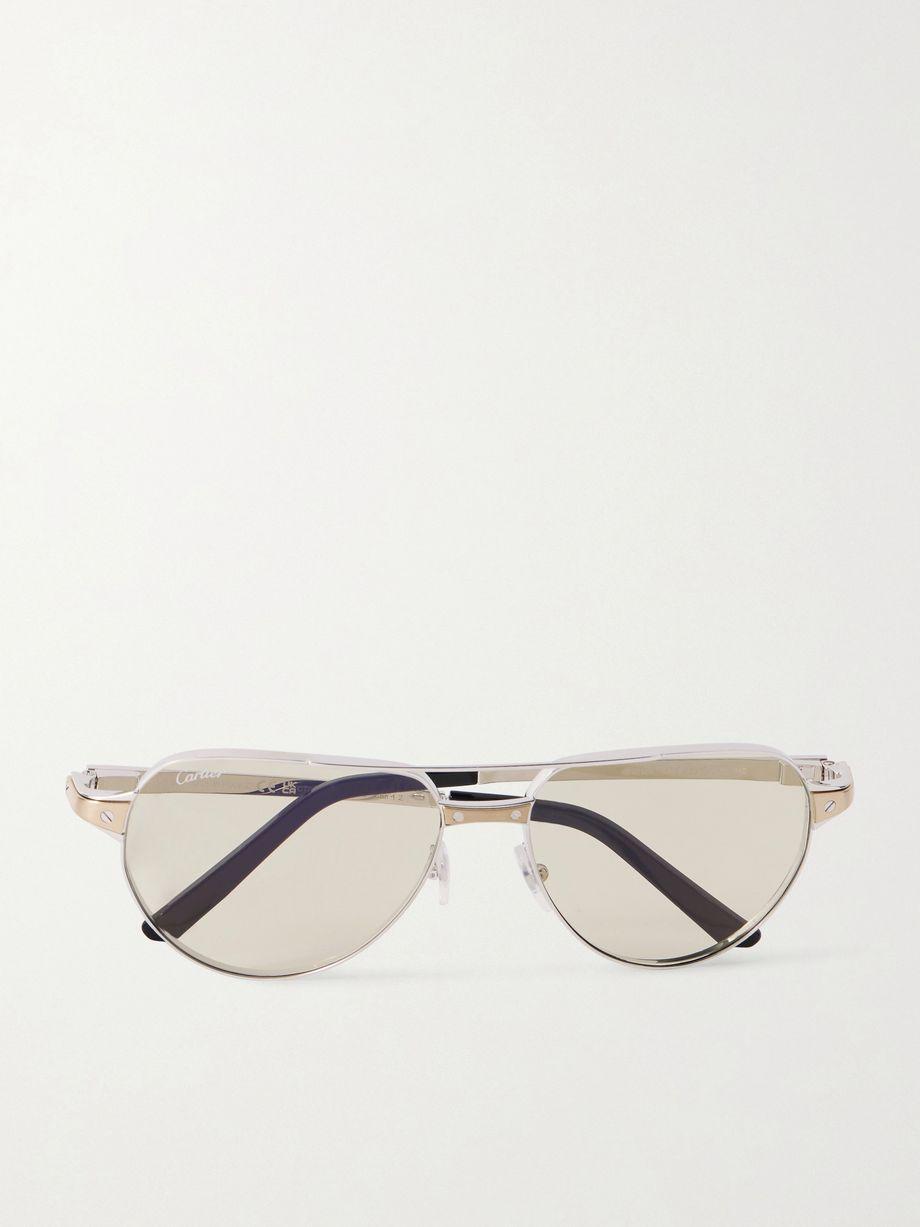 Santos de Cartier aviator-style gold- and silver-tone sunglasses by CARTIER EYEWEAR