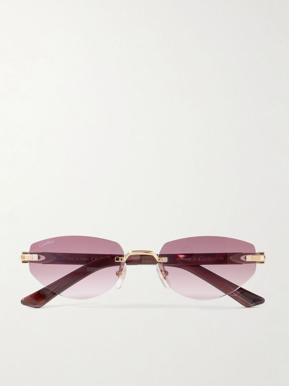 Signature C Décor rimless cat-eye gold-tone and acetate sunglasses by CARTIER EYEWEAR