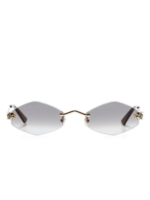 Tiger Head-plaque geometric-frame sunglasses by CARTIER EYEWEAR