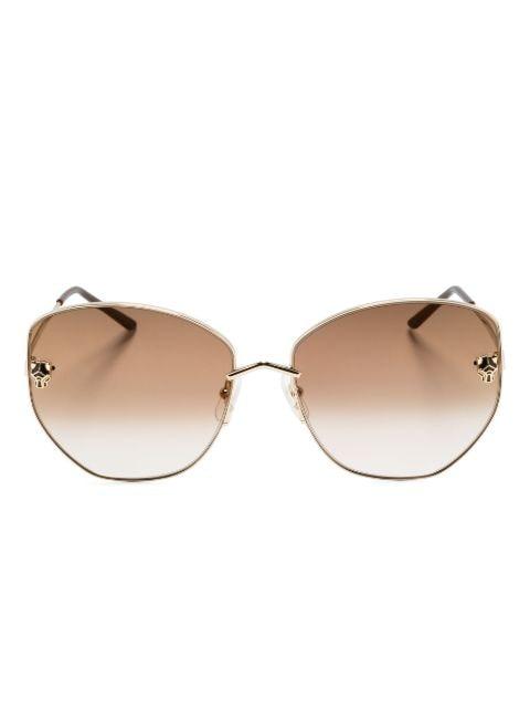 geometric-frame logo-plaque sunglasses by CARTIER EYEWEAR
