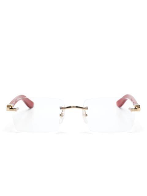 logo-plaque rectangle-frame glasses by CARTIER EYEWEAR