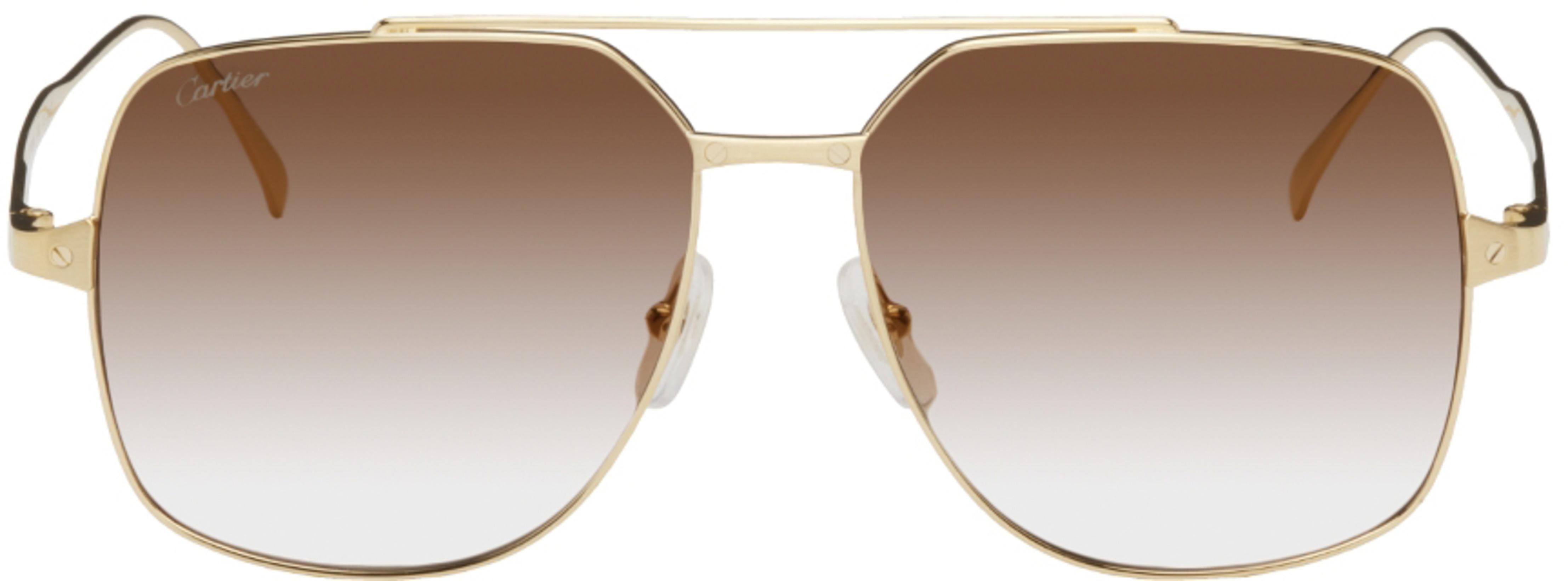 Gold Aviator Sunglasses by CARTIER | jellibeans