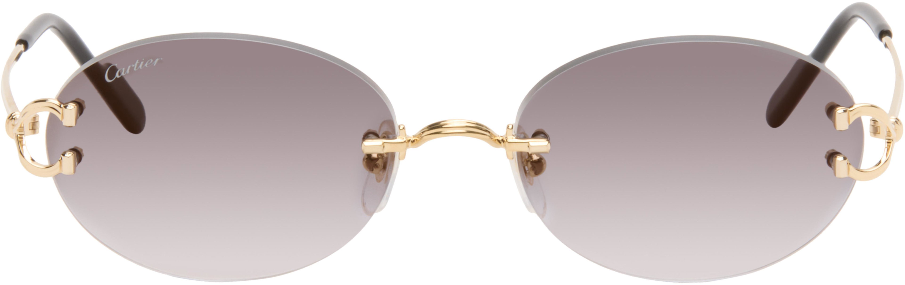 Gold Classic C Motif Sunglasses by CARTIER