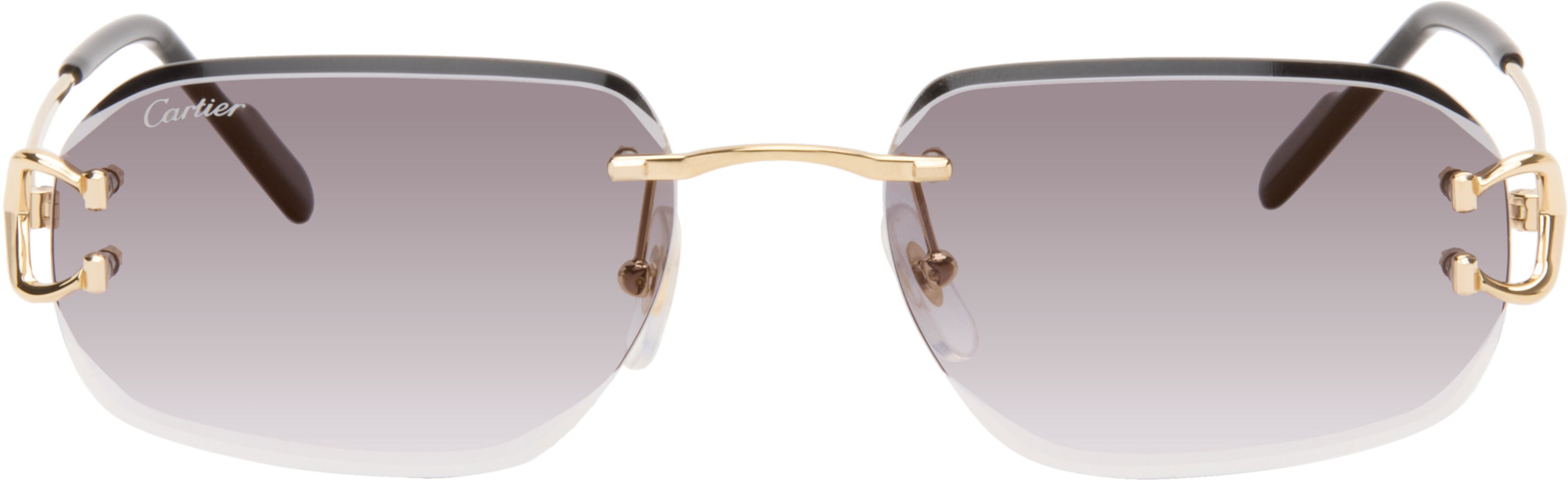 Gold Classic C Motif Sunglasses by CARTIER