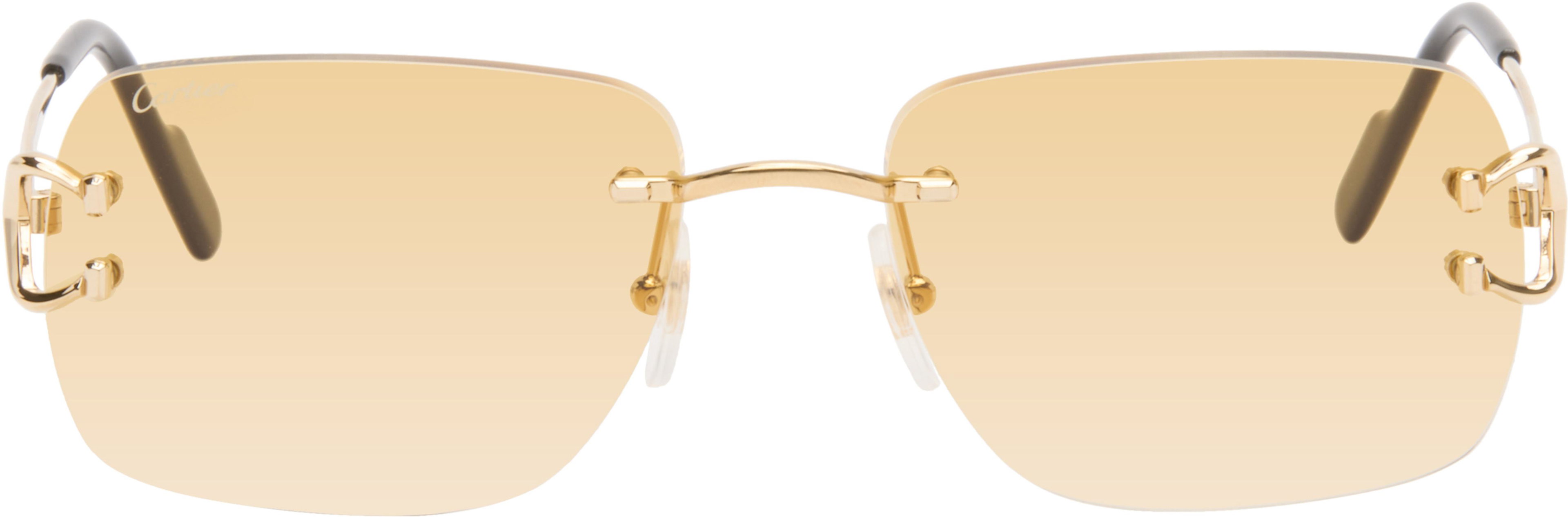 Gold Classic C Motif Sunglasses by CARTIER