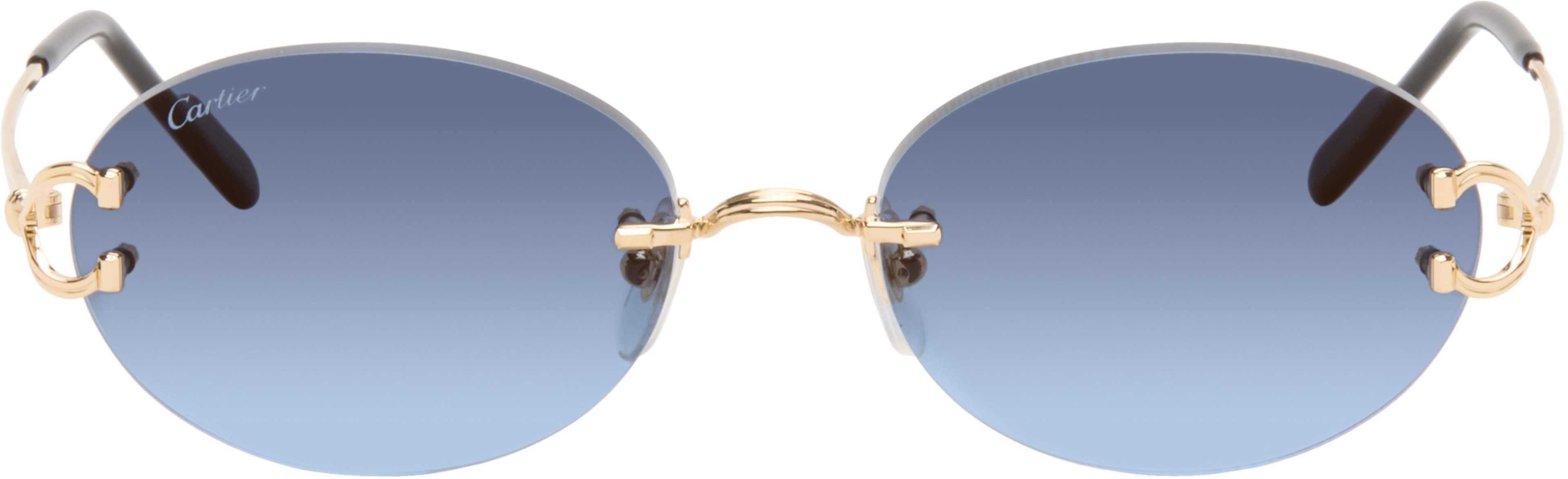 Gold Classic C Motif Sunglasses by CARTIER