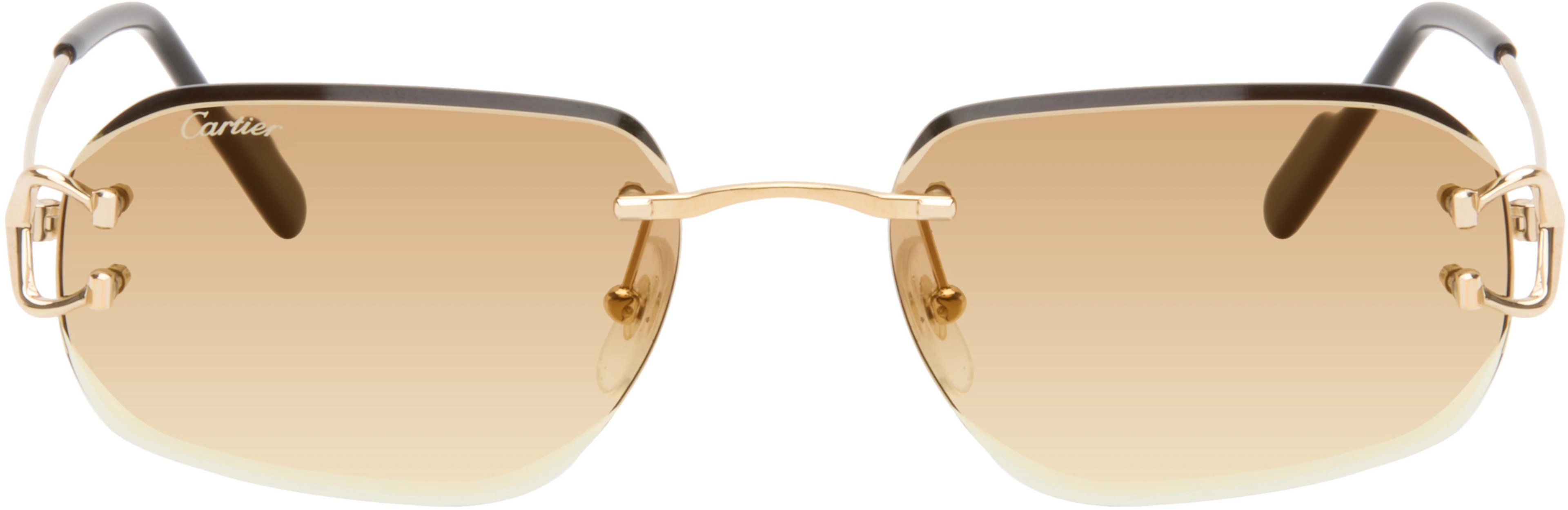 Gold Classic C Motif Sunglasses by CARTIER