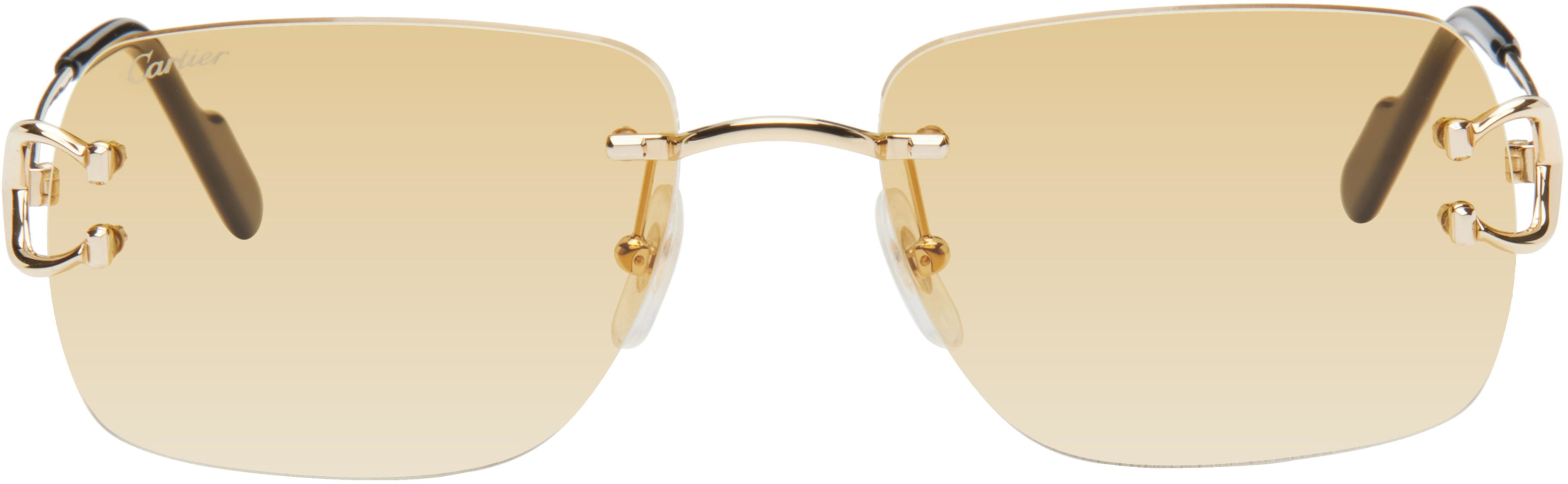 Gold Classic C Motif Sunglasses by CARTIER