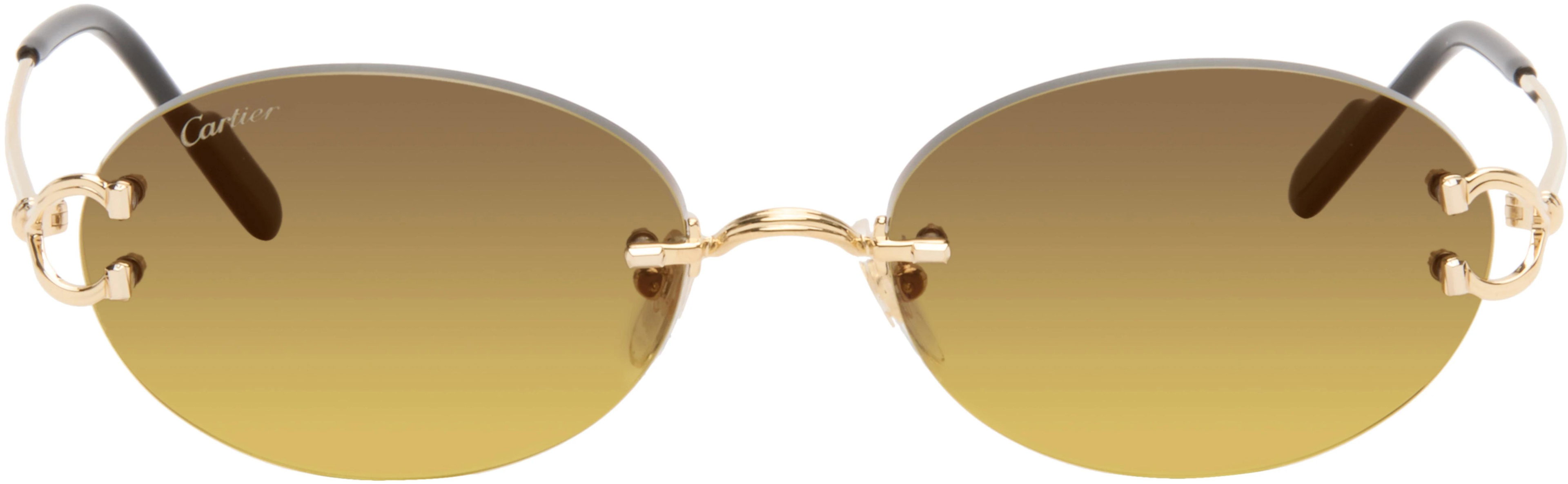 Gold Classic C Motif Sunglasses by CARTIER
