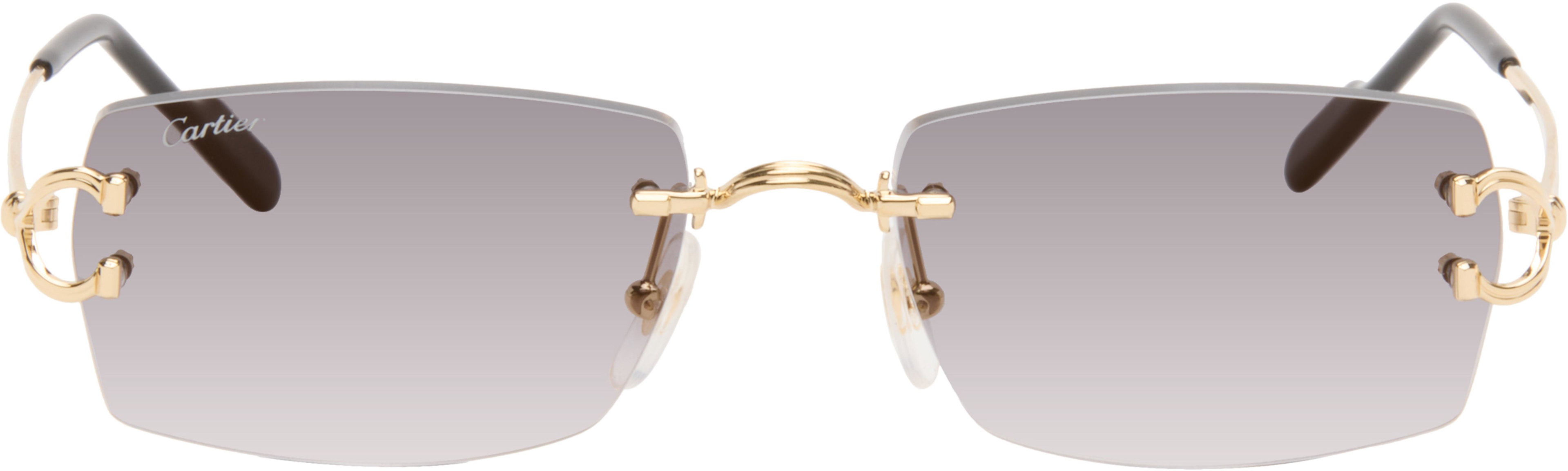 Gold Classic C Motif Sunglasses by CARTIER