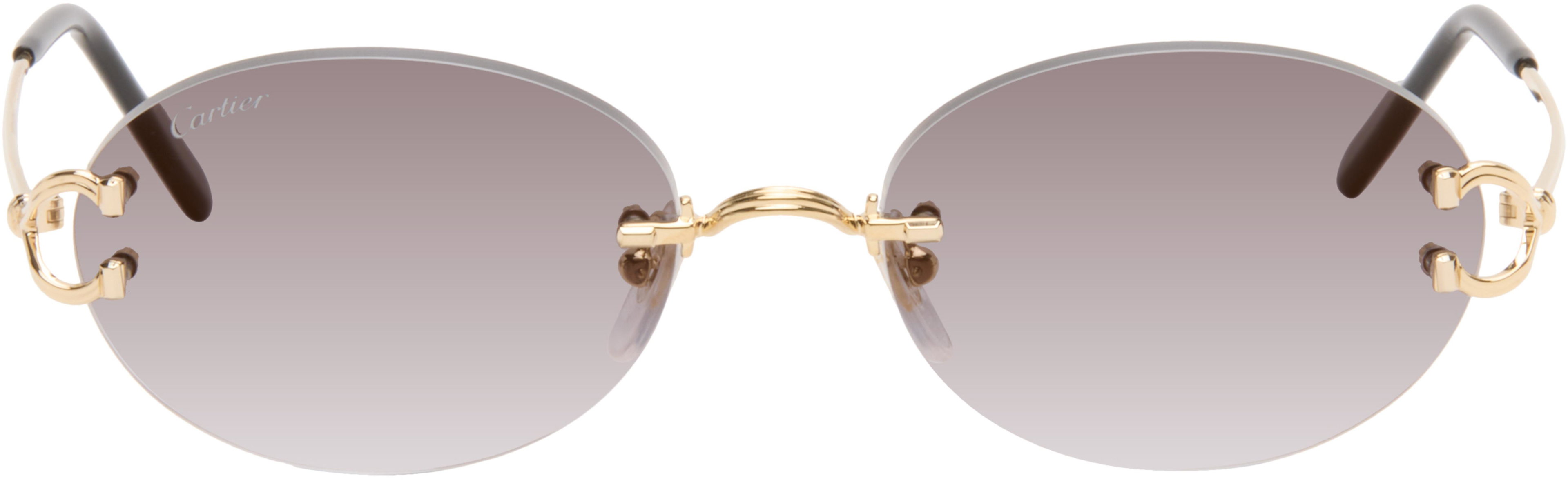 Gold Classic C Motif Sunglasses by CARTIER