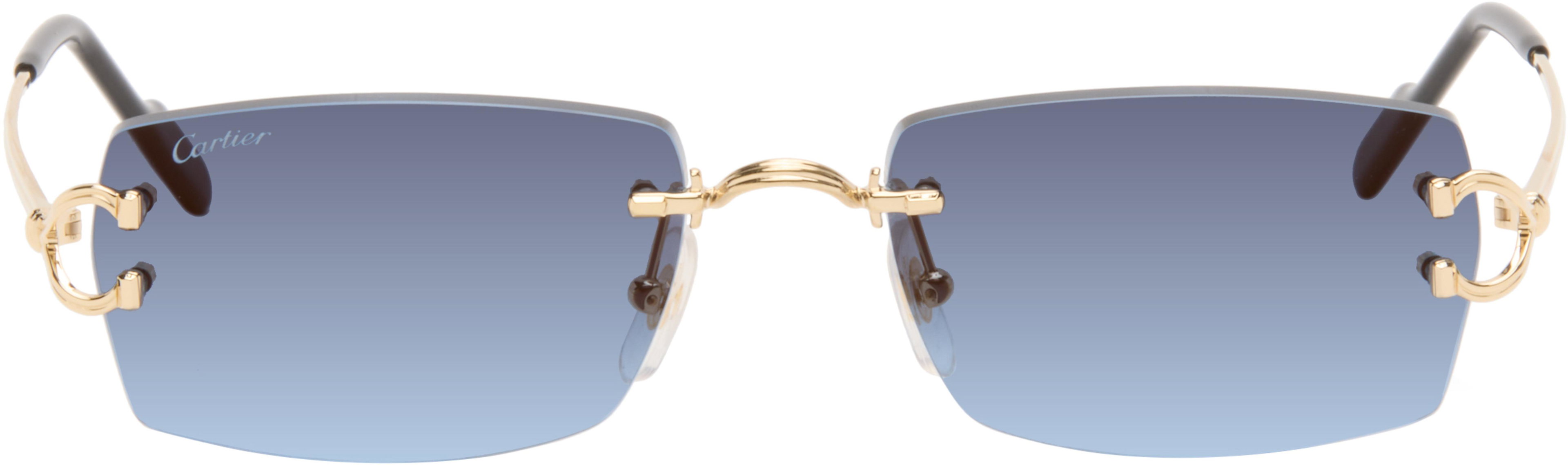 Gold Classic C Motif Sunglasses by CARTIER