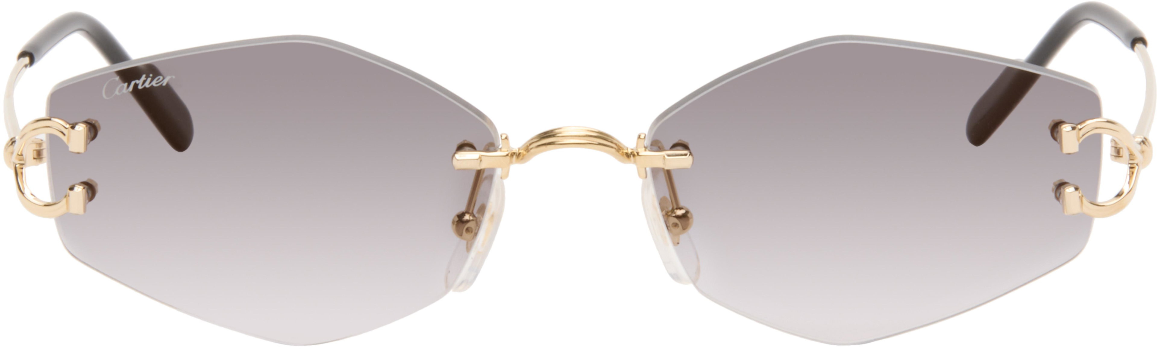 Gold Classic C Motif Sunglasses by CARTIER