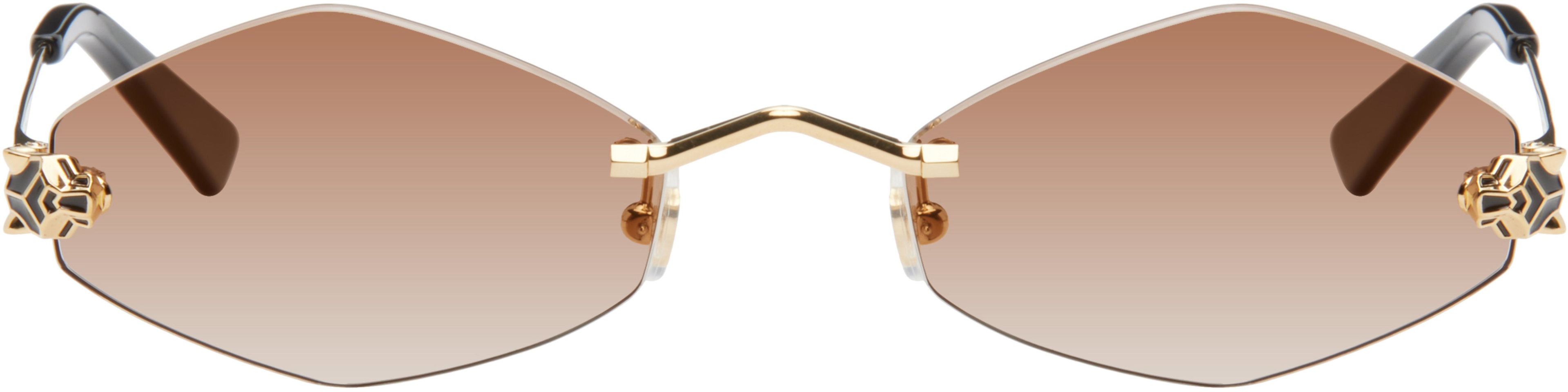 Gold 'Panthère de Cartier' Sunglasses by CARTIER
