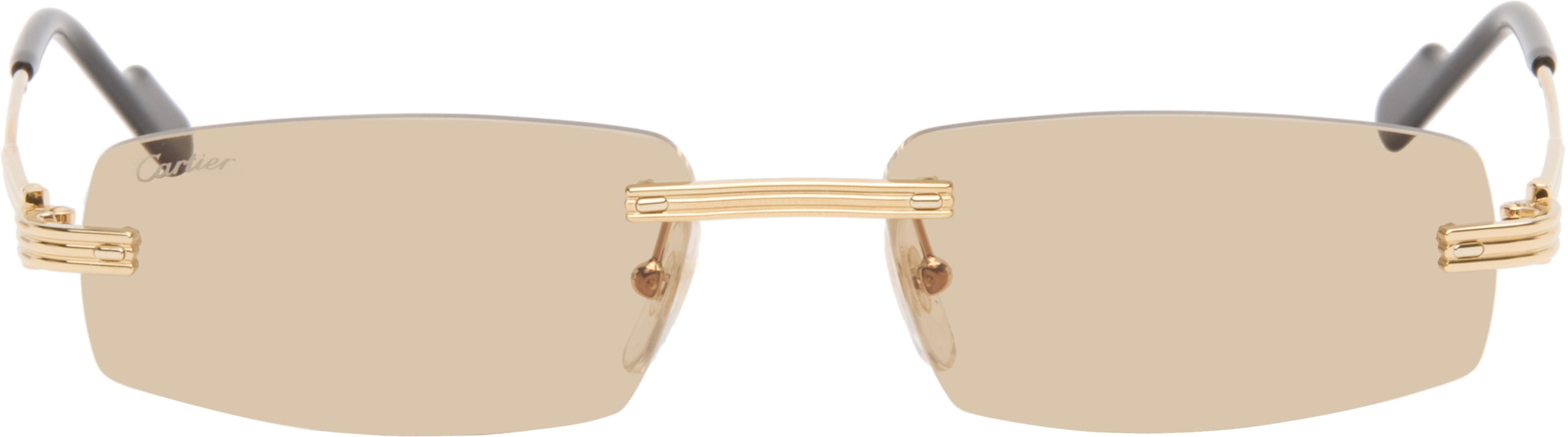 Gold 'Première de Cartier' Sunglasses by CARTIER