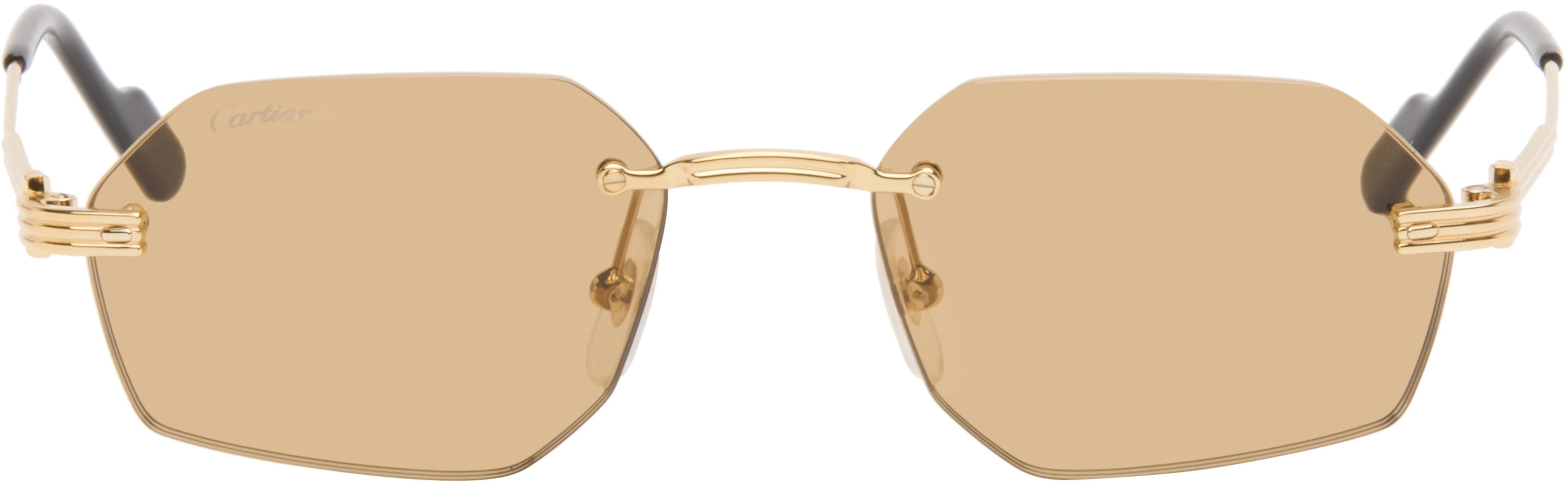 Gold 'Première de Cartier' Sunglasses by CARTIER