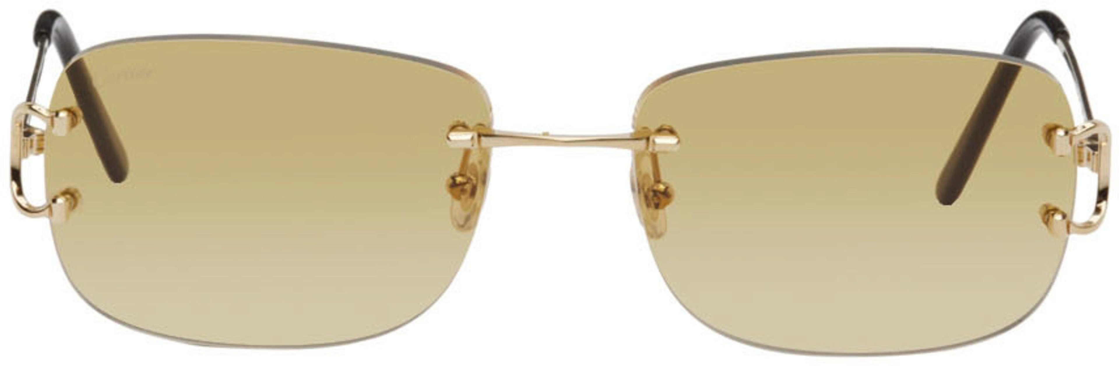 Gold Rectangle Sunglasses by CARTIER
