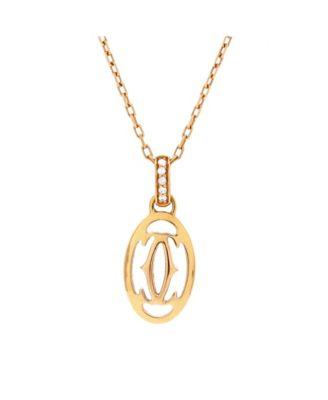 Logo Double C Pendant Necklace 18K Rose Gold with Diamonds by  CARTIER