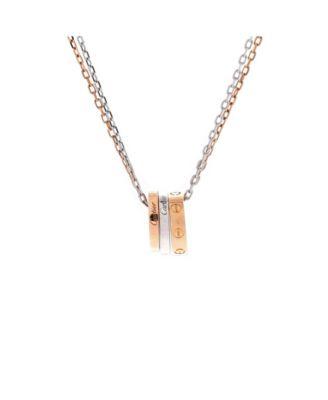Love 3 Ring Pendant Necklace 18K Rose Gold and 18K White Gold with 6 Diamonds by  CARTIER