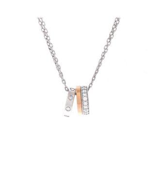 Love 3 Ring Pendant Necklace 18K Rose Gold and 18K White Gold with Diamonds by  CARTIER