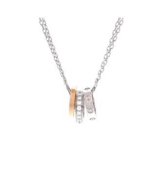 Love 3 Ring Pendant Necklace 18K Rose Gold and 18K White Gold with Diamonds by  CARTIER