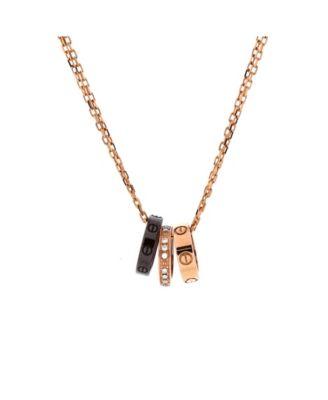 Love 3 Ring Pendant Necklace 18K Rose Gold and Ceramic with Diamonds by  CARTIER
