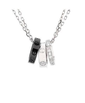 Love 3 Ring Pendant Necklace 18K White Gold and Ceramic with Diamonds by  CARTIER