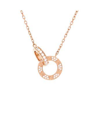 Love Interlocking Pave Necklace 18K Rose Gold and Diamonds 16" by  CARTIER