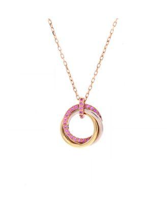Medium Trinity Pendant Necklace 18K Tricolor Gold with Pave Pink Sapphires by  CARTIER