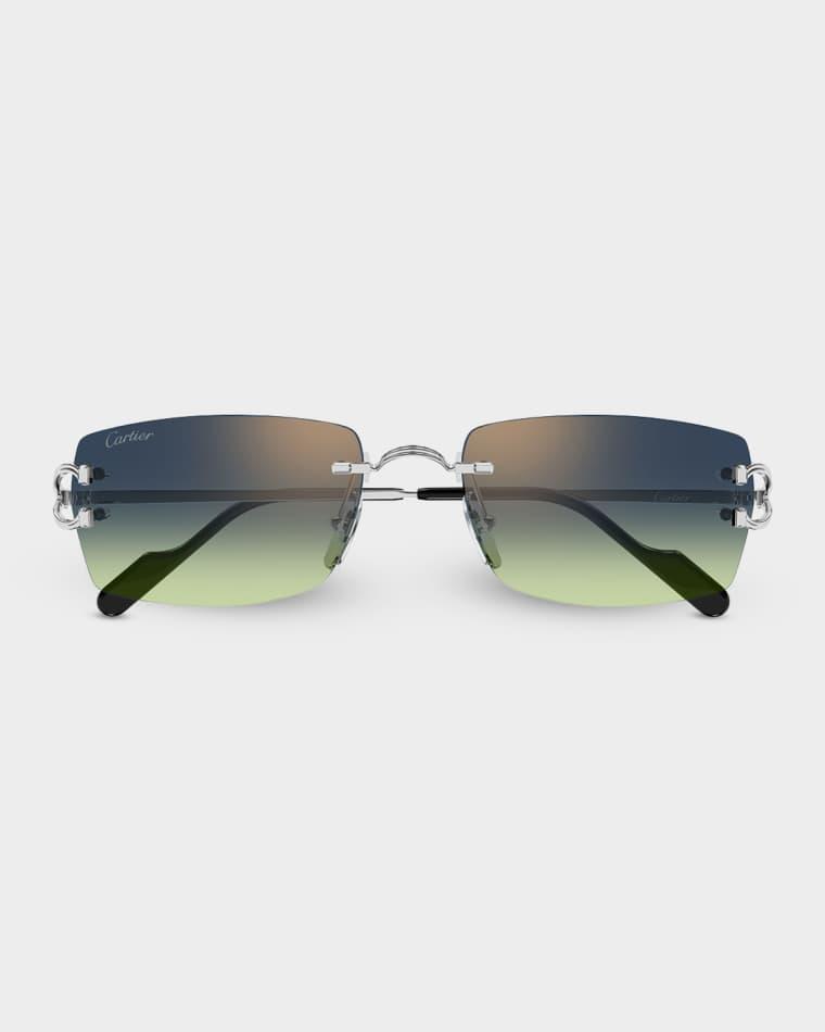 Men's CT0550S-008 Metal Rectangle Sunglasses by CARTIER