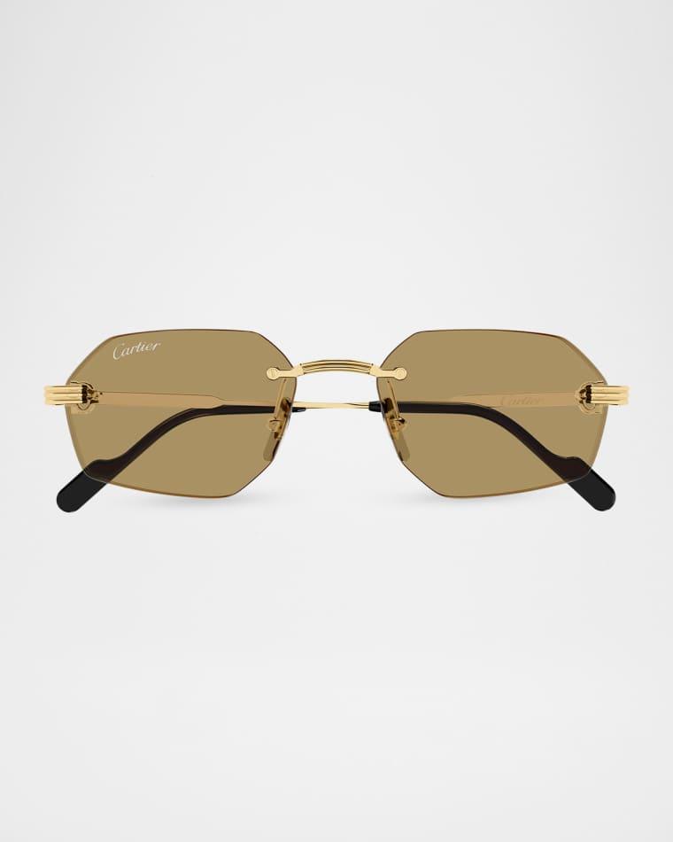 Men's CT0616S-002 Metal Rectangle Sunglasses by CARTIER